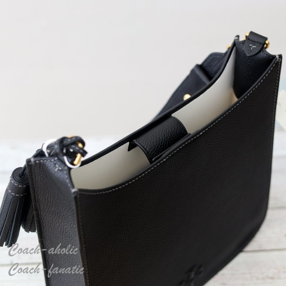 NWT Tory Burch Thea Web Large Shoulder Bag Leather Crossbody in Black - Picture 10 of 13